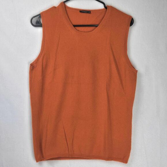 Manrico Cashmere Sweater Vest Orange Knit Top Womens XL Made in Italy MSRP $750 - Picture 2 of 10